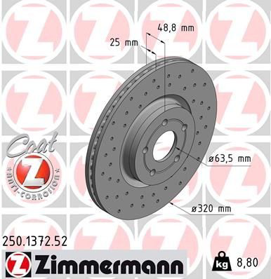 Тормоз дисковый передний Zimmermann 250137252 цена, от 79.49 USD