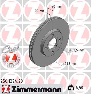 250137420 Zimmermann Диск тормозной передний