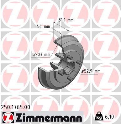 250176500 Zimmermann Тормозной барабан