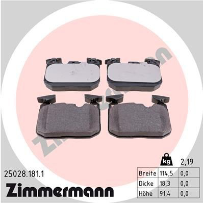 Передние тормозные колодки 250281811 Zimmermann