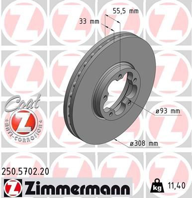Тормоз дисковый передний Zimmermann 250570220 цена, от 89.89 USD