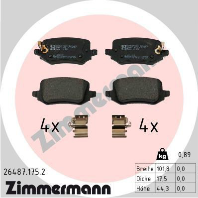 Колодки тормозные задние дисковые ZIMMERMANN 264871752