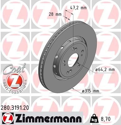 280319120 Zimmermann Диск тормозной передний
