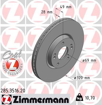 285351620 Zimmermann Диск тормозной передний