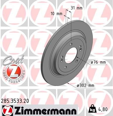 Задний тормозной диск Zimmermann 285353320 цена, от 49.91 USD
