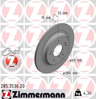 Тормозные диски 285353620 Zimmermann