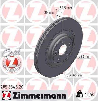 Передние тормозные диски 285354820 Zimmermann