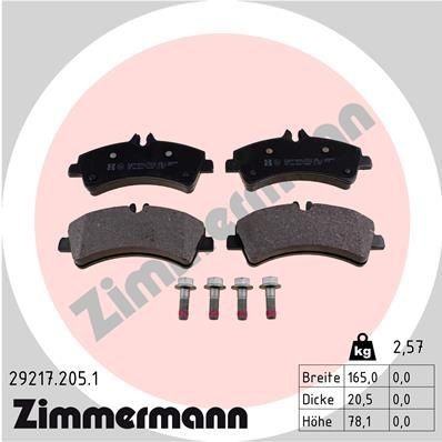292172051 Zimmermann Колодки тормозные дисковые комплект