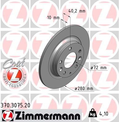 Задний тормозной диск Zimmermann 370307520 цена, от 33.84 USD