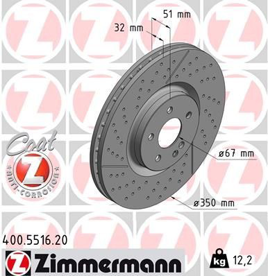 Передние тормозные диски 400551620 Zimmermann