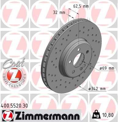 Передние тормозные диски 400552030 Zimmermann