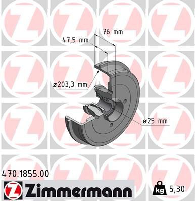 Барабан тормозной задний Zimmermann 470185500 цена, от 73.60 USD
