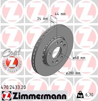 Передние тормозные диски 470243320 Zimmermann