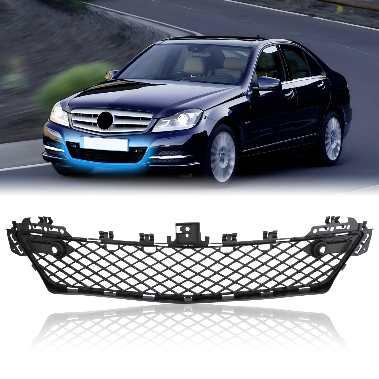 Центральная решетка переднего бампера на Mercedes C  W204