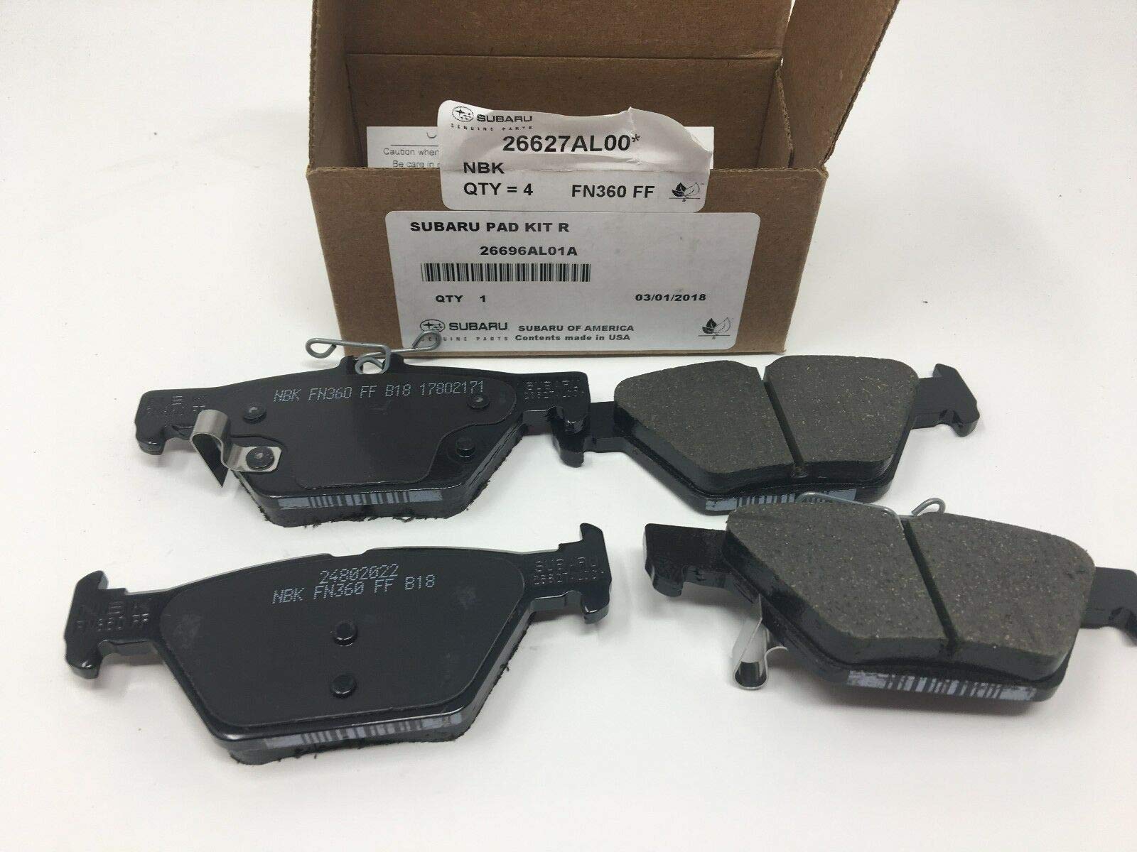 Колодки тормозные задние дисковые SUBARU 26696AL020