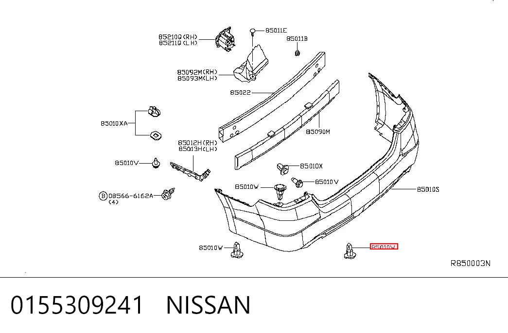 0155309241 Nissan/Infiniti Крепление переднего бампера