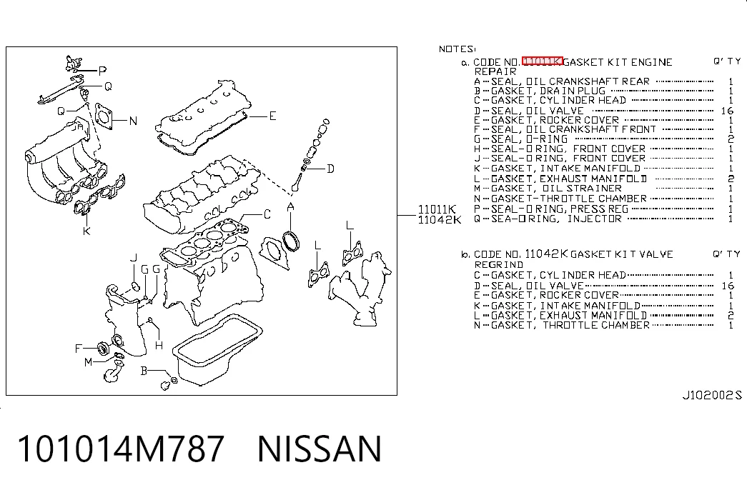 Комплект прокладок FS7130 NIPPON MOTORS