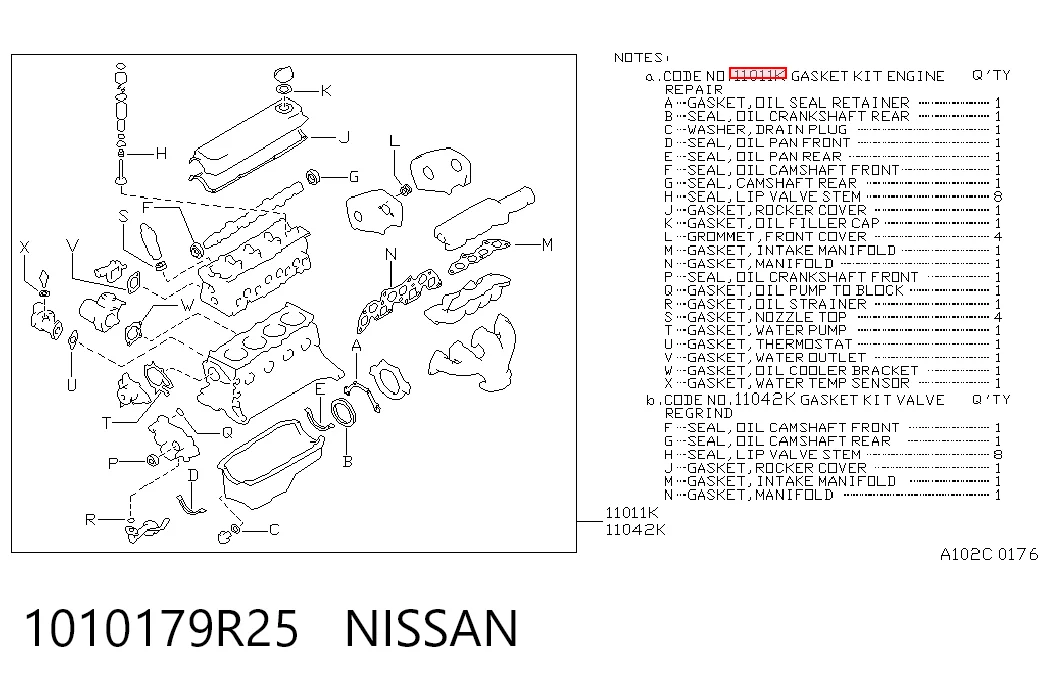 Полный комплект прокладок двигателя Nissan Sunny III седан (N14) (1990 - 1995) цена, от 84.65 USD