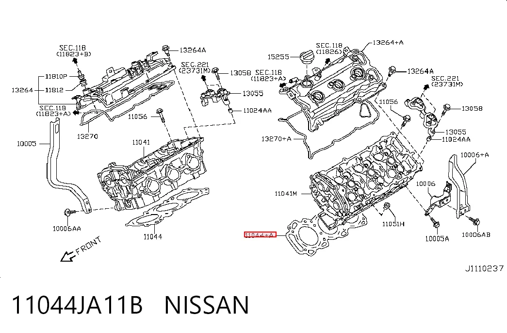 Прокладка головки блока цилиндров (ГБЦ), левая Renault (RVI) 11044JA12B цена, от 24.72 USD