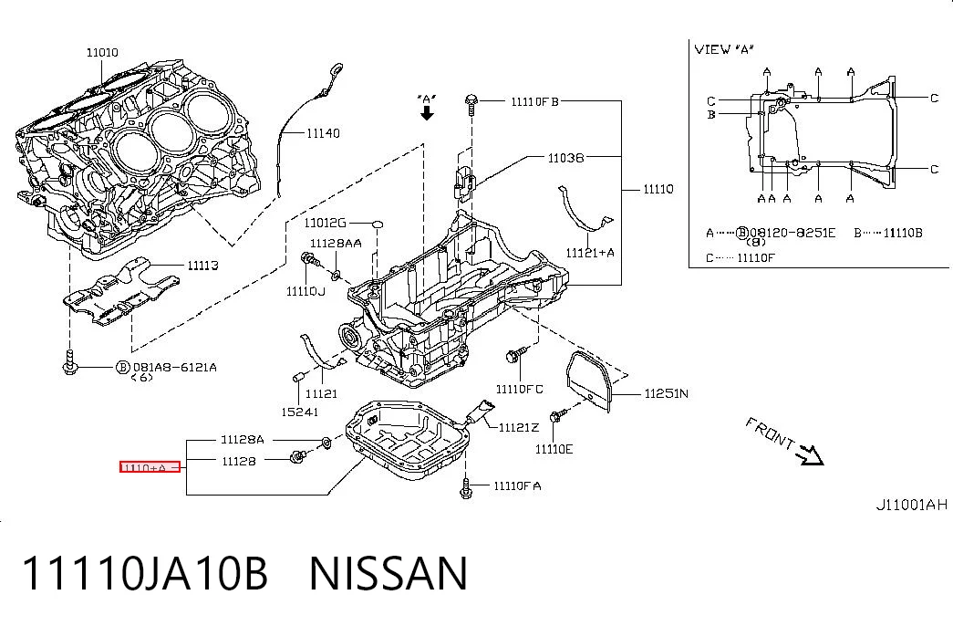 11110JA10B Nissan/Infiniti Поддон масляный картера двигателя, нижняя часть