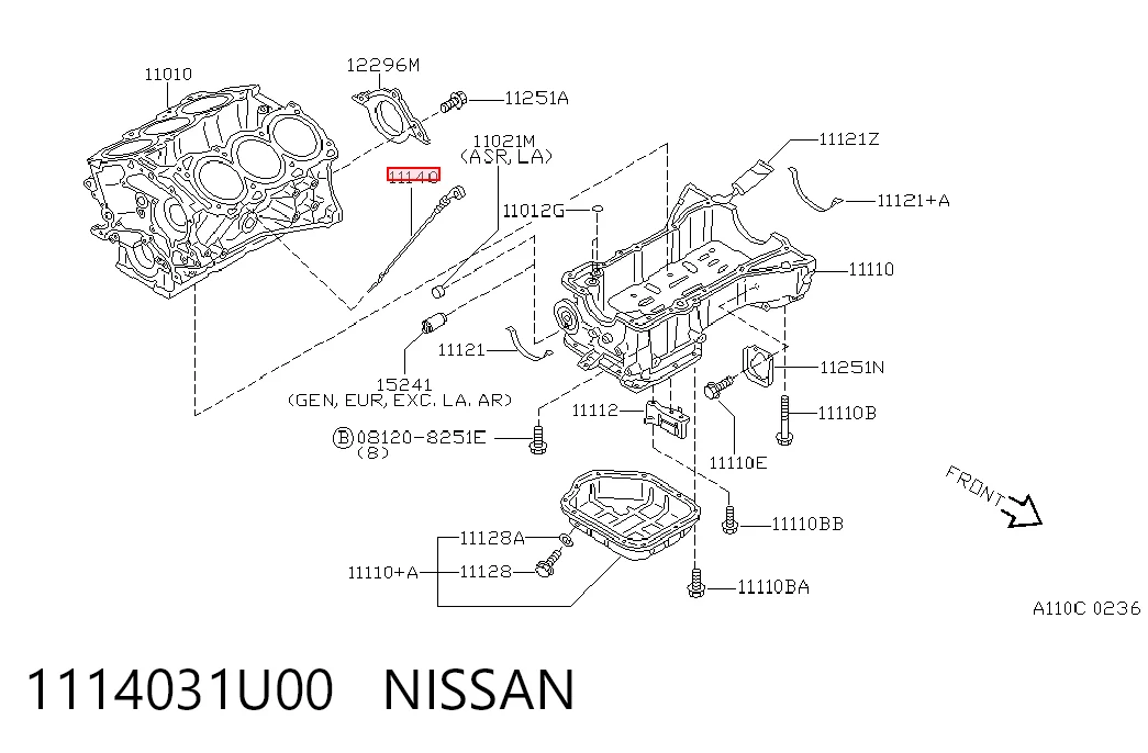 Щуп уровня масла на Nissan Maxima  A32