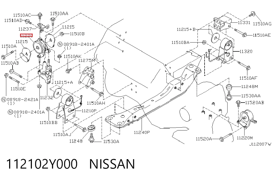112102Y000 Nissan/Infiniti Правая подушка двигателя