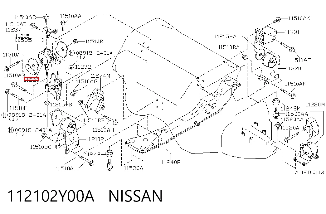 112102Y00A Nissan/Infiniti Правая подушка двигателя