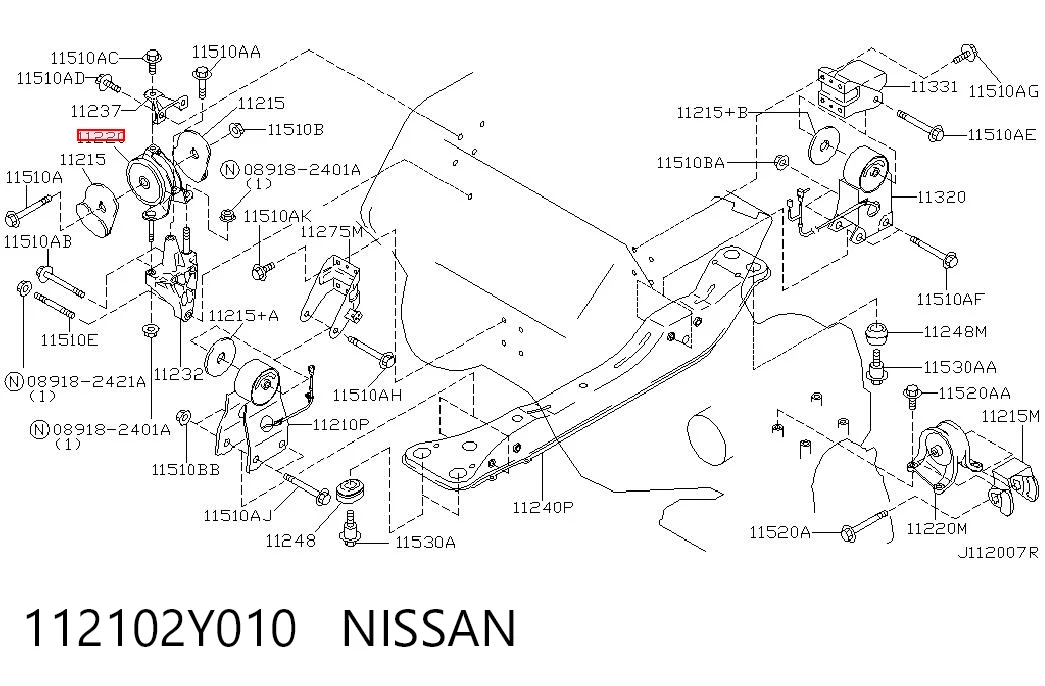 112102Y010 Nissan/Infiniti Правая подушка двигателя