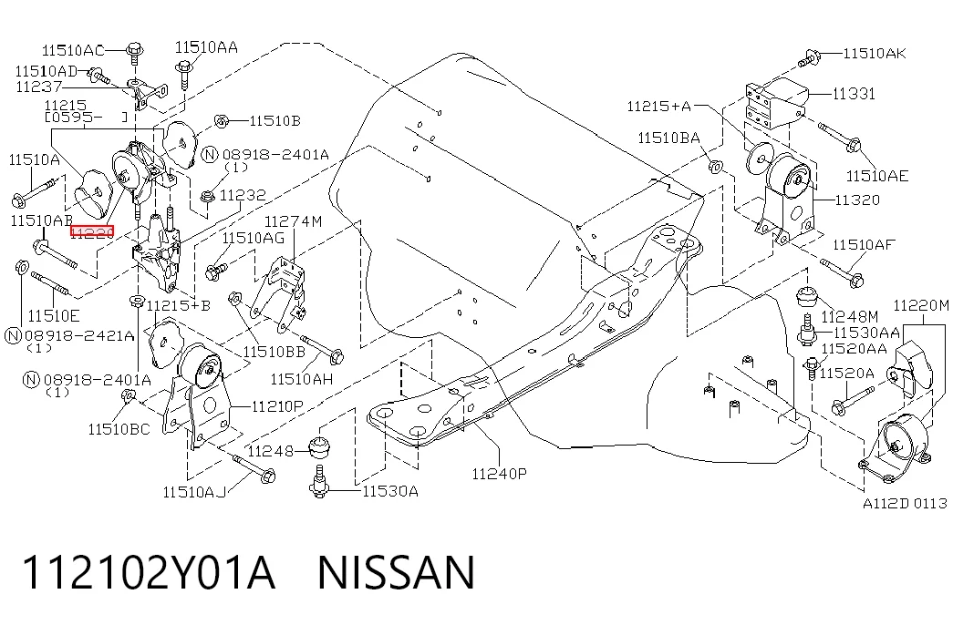 112102Y01A Nissan/Infiniti Правая подушка двигателя