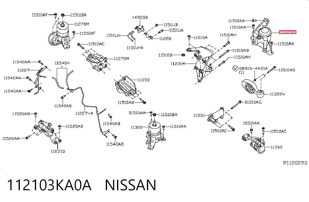 Правая подушка двигателя на Nissan Murano  Z52