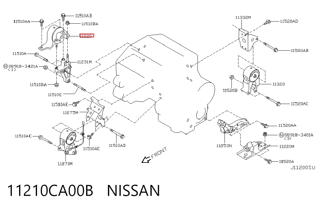 11210CA00B Nissan/Infiniti Правая подушка двигателя