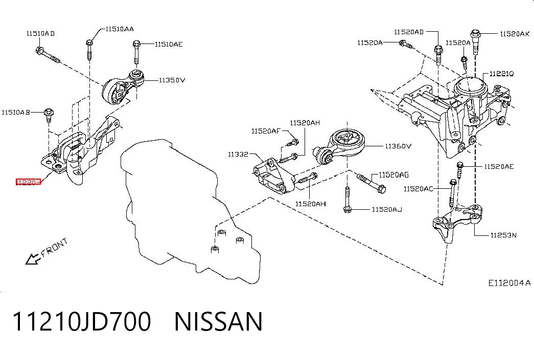 Гидроопора двигателя передняя Nissan Qashqai +2 I внедорожник (J10) (2007 - 2014) цена, от 99.88 USD