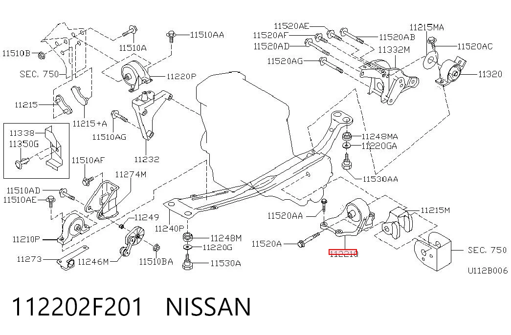 Подушка (опора) двигателя, левая на Nissan Primera  P11