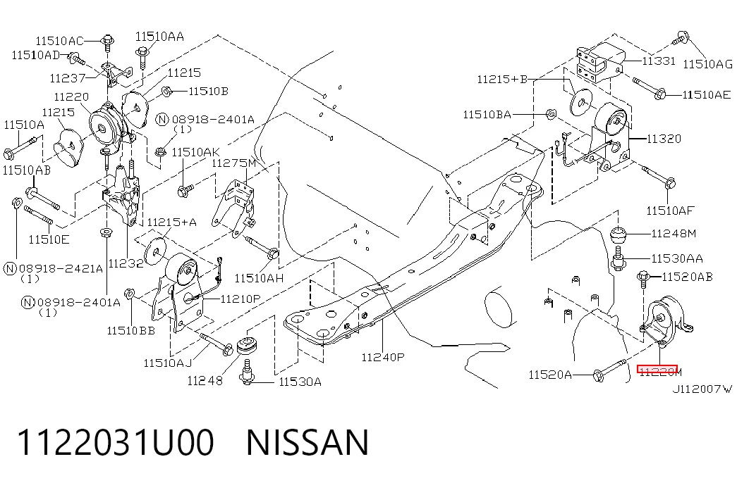 1122031U00 Nissan/Infiniti Подушка (опора) двигателя, левая