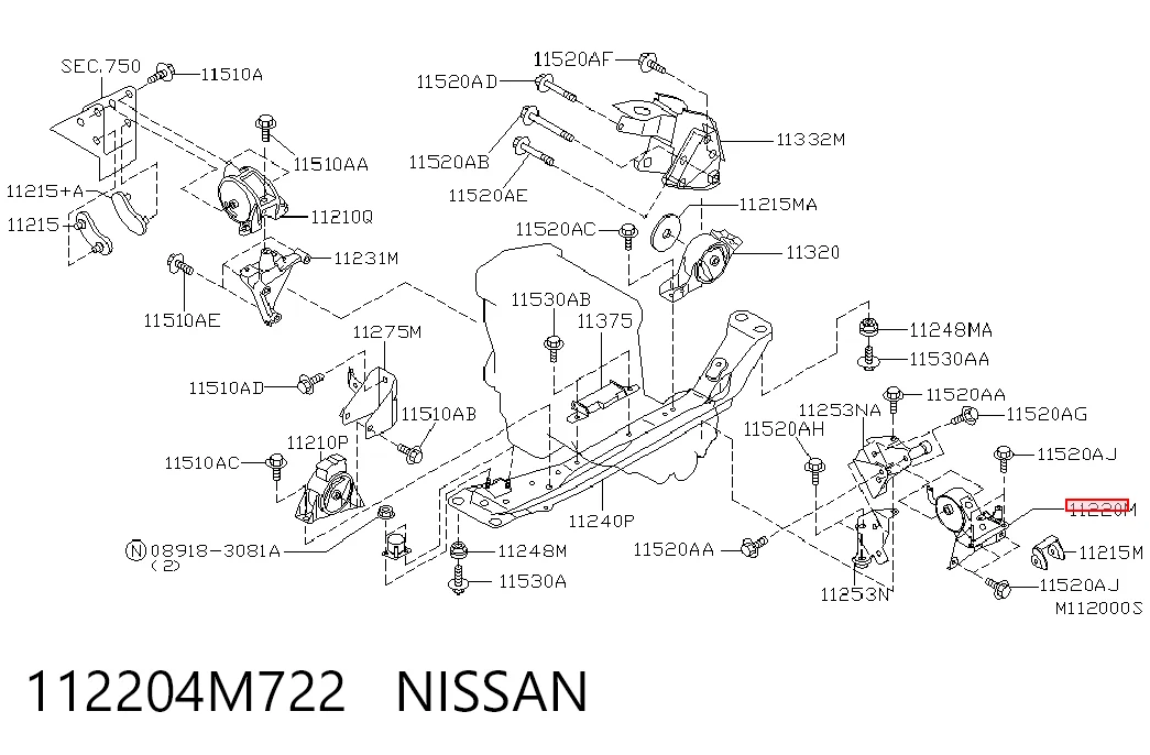 Подушка (опора) двигателя, левая на Nissan Almera TINO V10