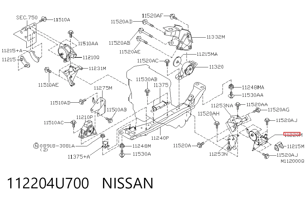 Гидроопора двигателя левая Nissan Almera TINO минивэн (V10) (2000 - 2005) цена, от 26.82 USD