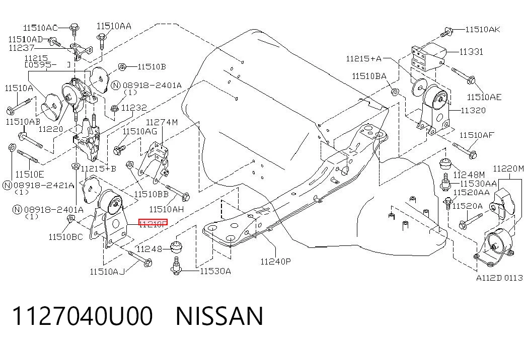 1127040U00 Nissan/Infiniti Подушка передней опоры двигателя