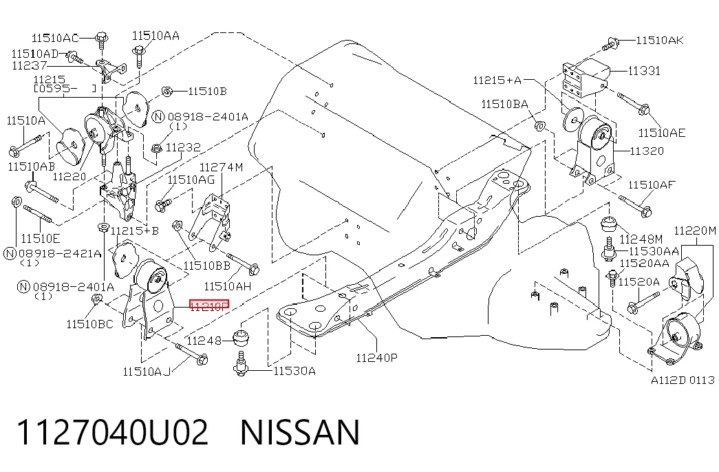 1127040U02 Nissan/Infiniti Подушка передней опоры двигателя