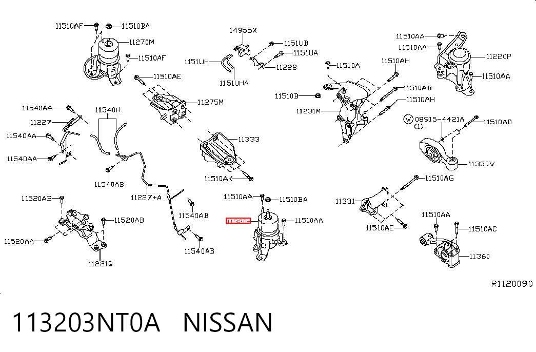 113203NT0A Nissan/Infiniti Задняя подушка двигателя