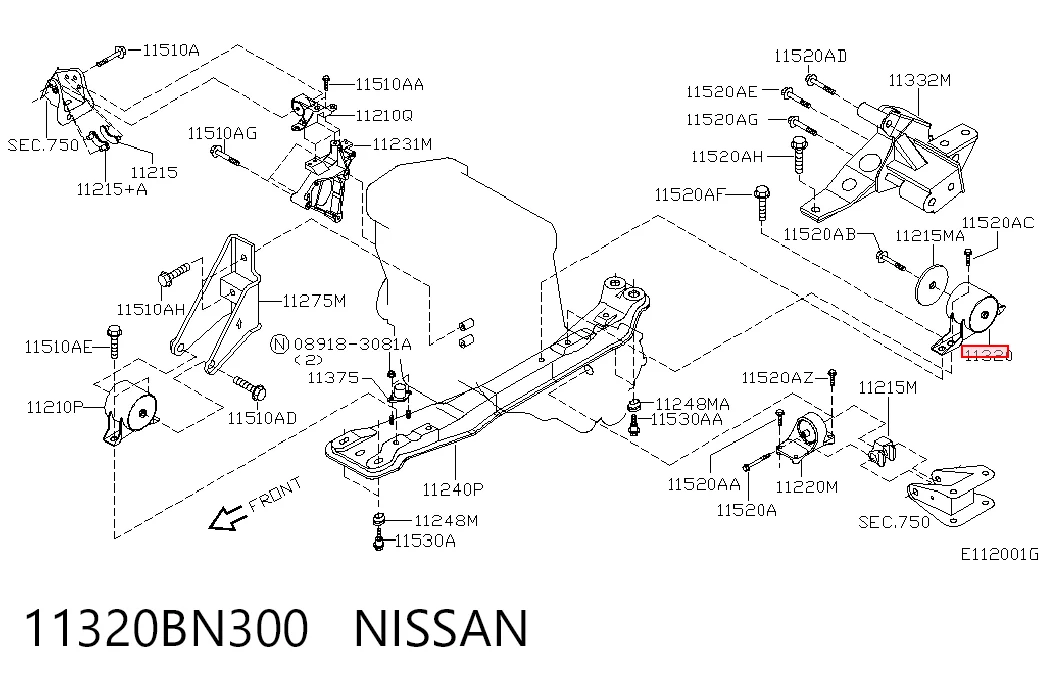 Задняя опора двигателя Nissan Almera 