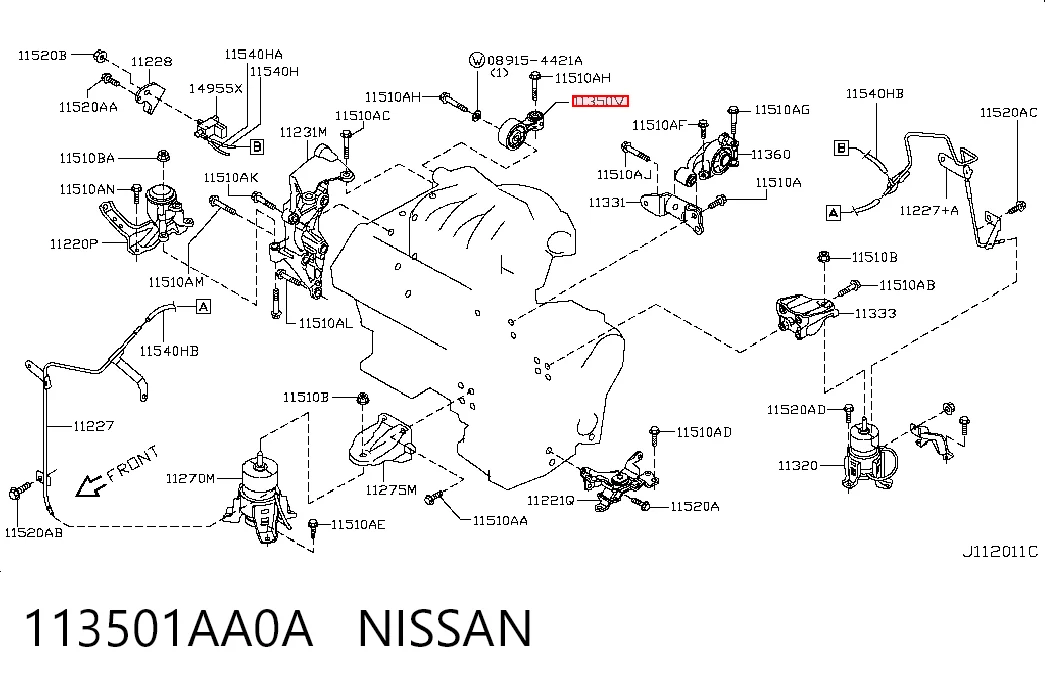 Подушка (опора) двигателя, правая задняя AND 41199102