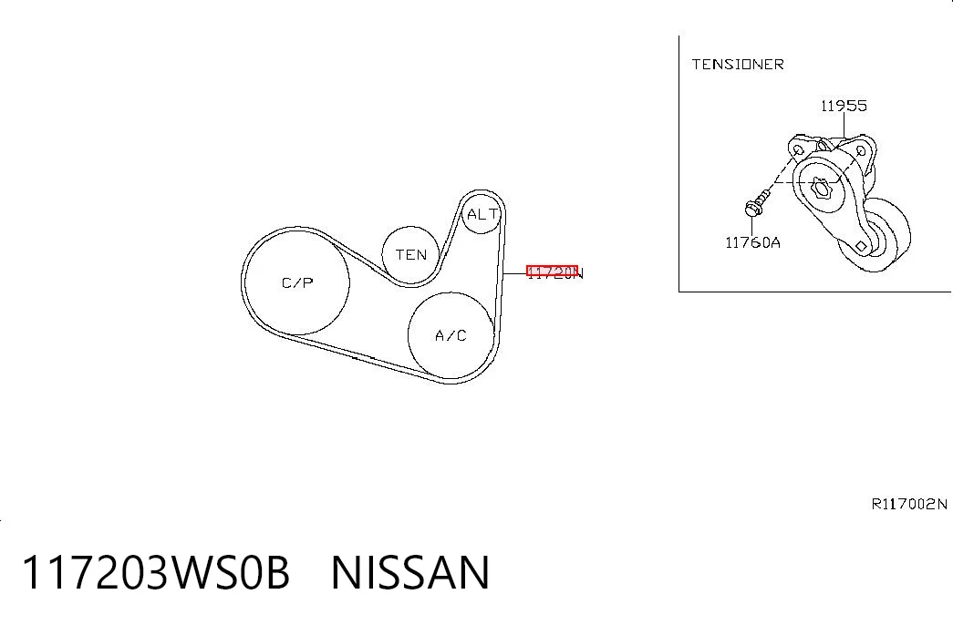 117203WS0B Nissan/Infiniti Поликлиновый ремень