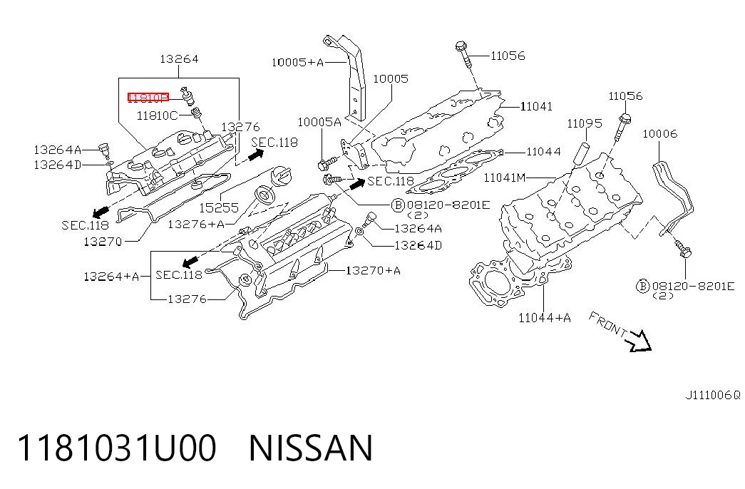 1181031U00 Nissan/Infiniti Клапан PCV вентиляции картера