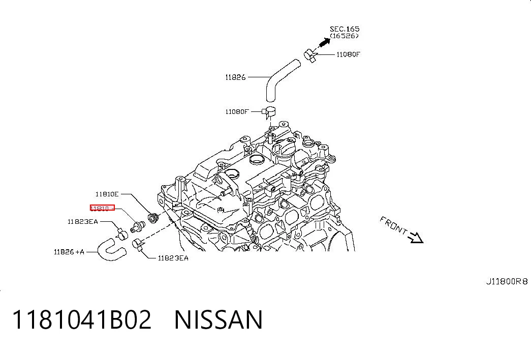 1181041B02 Nissan/Infiniti Клапан PCV вентиляции картера