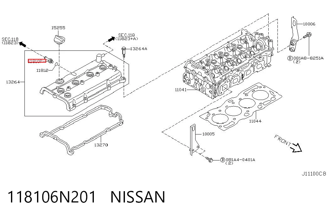 118106N201 Nissan/Infiniti Клапан PCV вентиляции картера
