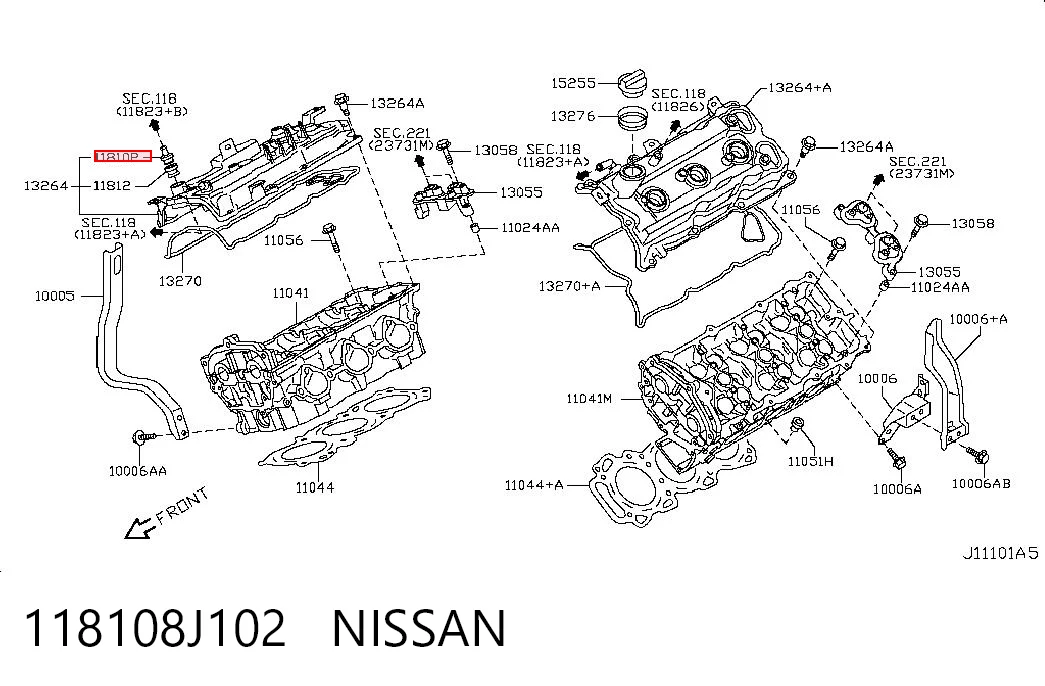 118108J102 Nissan/Infiniti Клапан PCV вентиляции картера