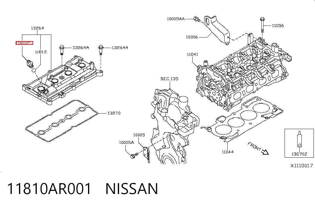 11810AR001 Nissan/Infiniti Клапан PCV вентиляции картера