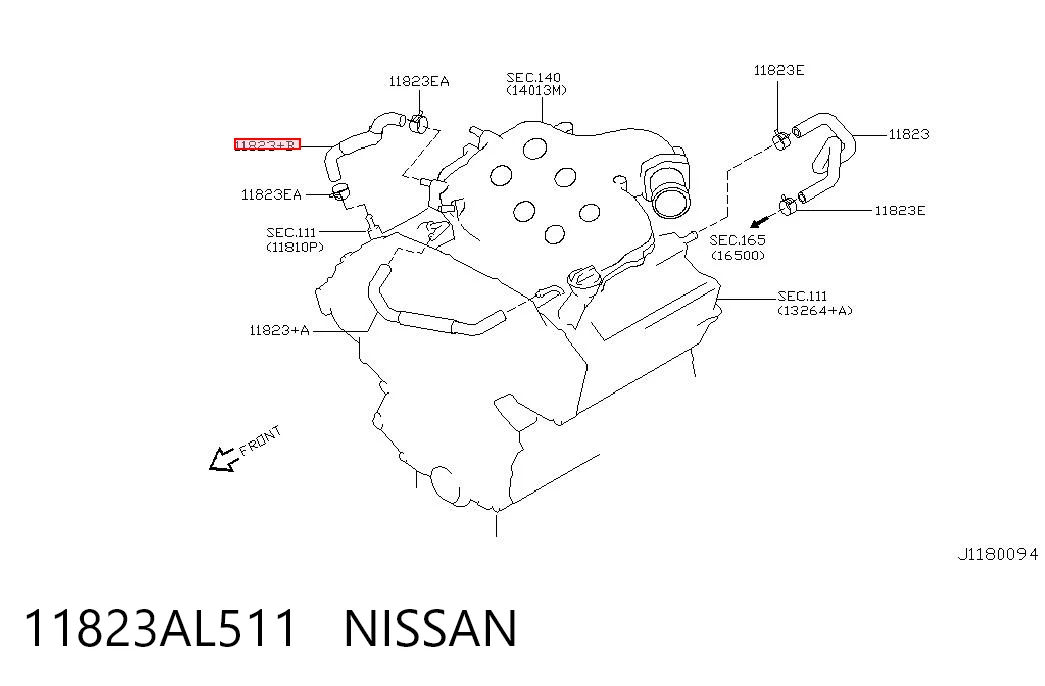 11823AL511 Nissan/Infiniti Шланг для удаления воздуха
