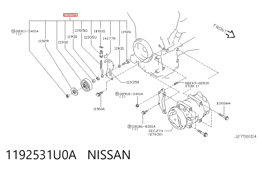 Натяжной ролик 1192531U04 Renault (RVI)