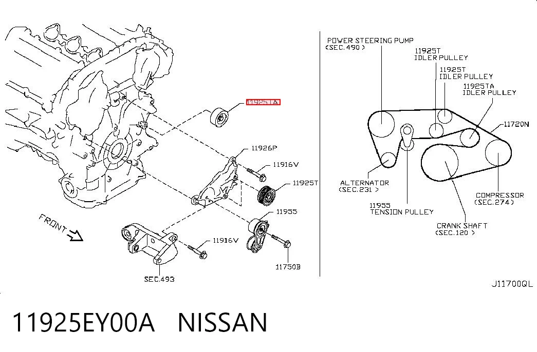 11925EY00A Nissan/Infiniti Ролик приводного ремня, паразитный